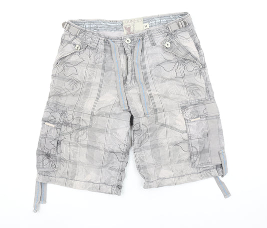 Dunnes Men's Grey Cargo Shorts Size 34 Regular Fit Cotton