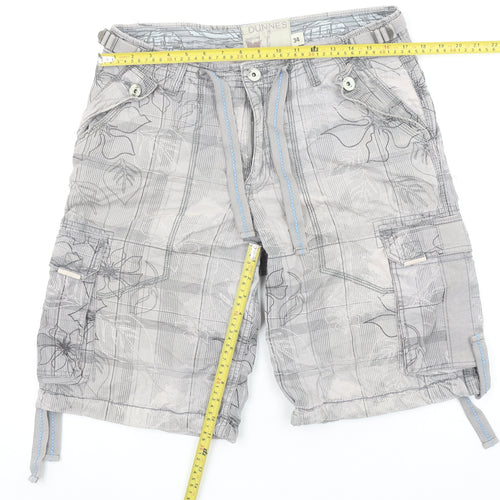 Dunnes Men's Grey Cargo Shorts Size 34 Regular Fit Cotton