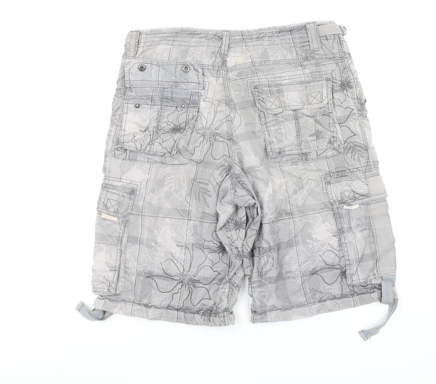 Dunnes Men's Grey Cargo Shorts Size 34 Regular Fit Cotton