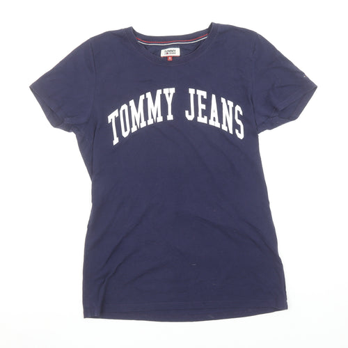 Tommy Jeans Womens Blue Cotton Logo T-Shirt Size S Casual Top