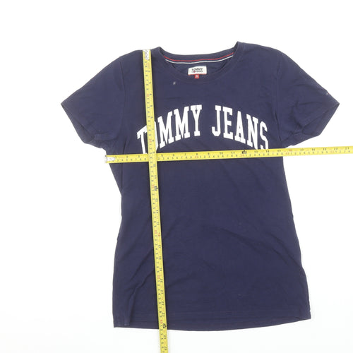 Tommy Jeans Womens Blue Cotton Logo T-Shirt Size S Casual Top