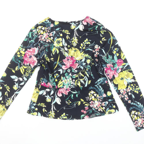 Vero Moda Womens Black Floral Wrap Blouse XS Long Sleeve Polyester