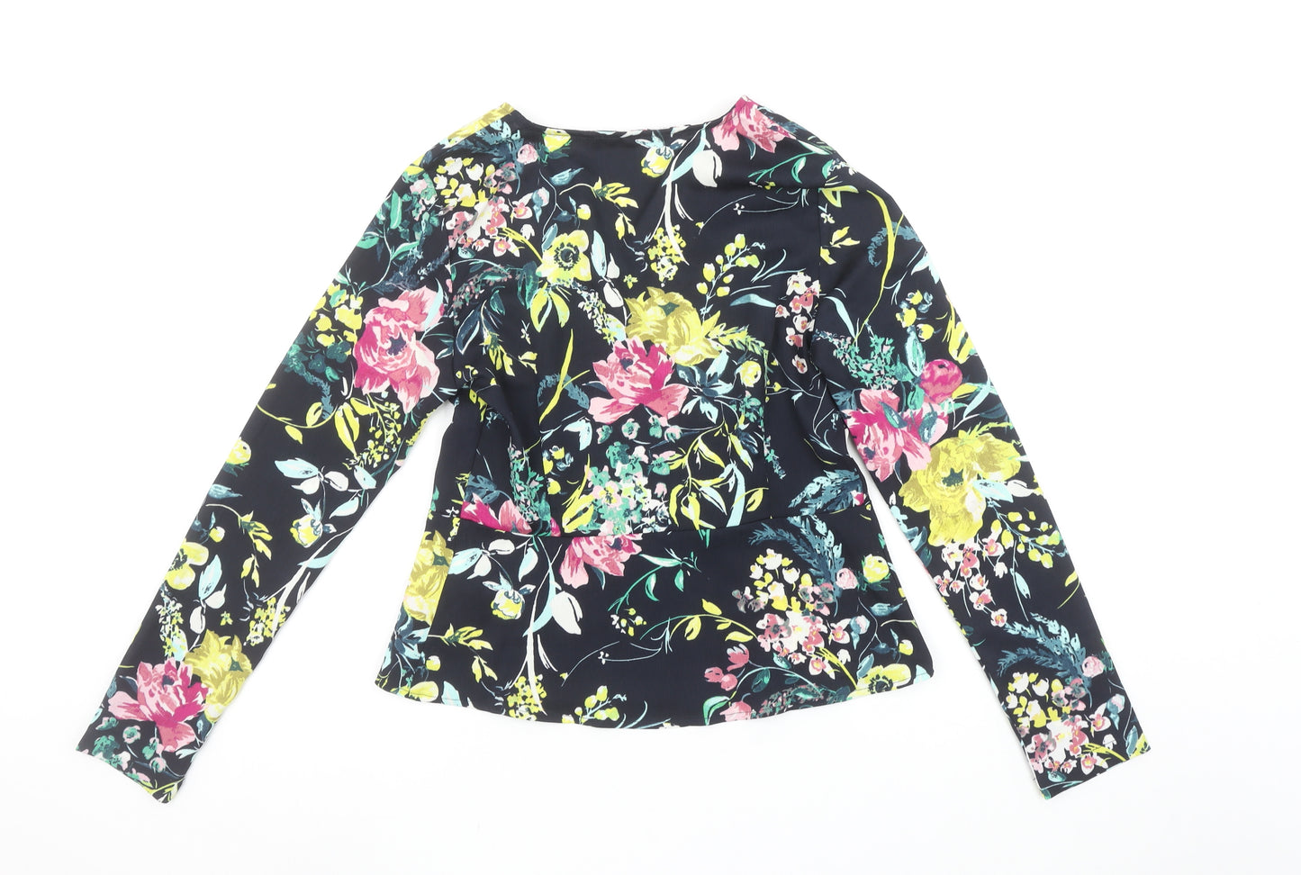 Vero Moda Womens Black Floral Wrap Blouse XS Long Sleeve Polyester