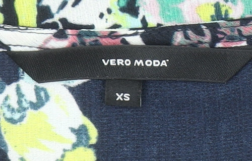Vero Moda Womens Black Floral Wrap Blouse XS Long Sleeve Polyester