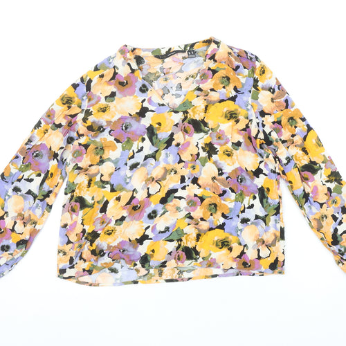 Vero Moda Women's Multicoloured Floral V-Neck Long Sleeve Tunic Blouse XS