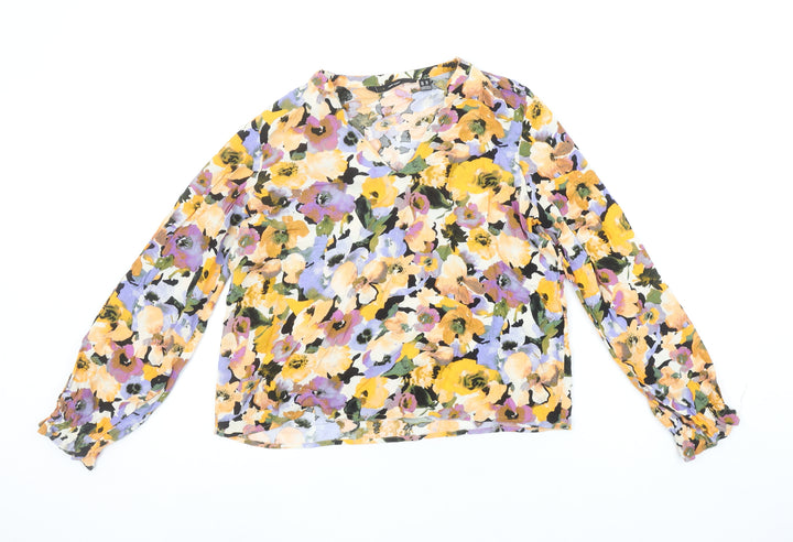 Vero Moda Women's Multicoloured Floral V-Neck Long Sleeve Tunic Blouse XS