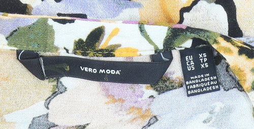 Vero Moda Women's Multicoloured Floral V-Neck Long Sleeve Tunic Blouse XS