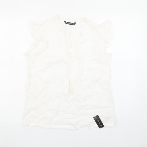 Dunnes Women’s White Cotton Tassel Tunic Blouse Size S