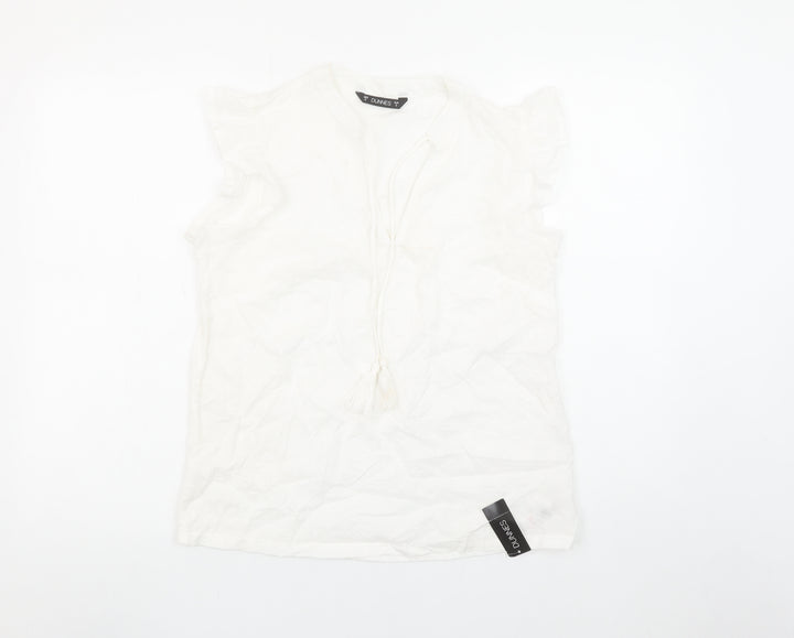 Dunnes Women’s White Cotton Tassel Tunic Blouse Size S