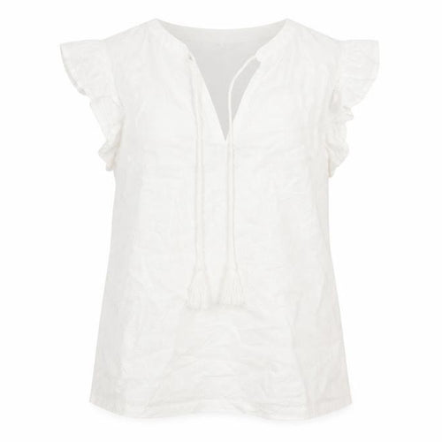 Dunnes Women’s White Cotton Tassel Tunic Blouse Size S