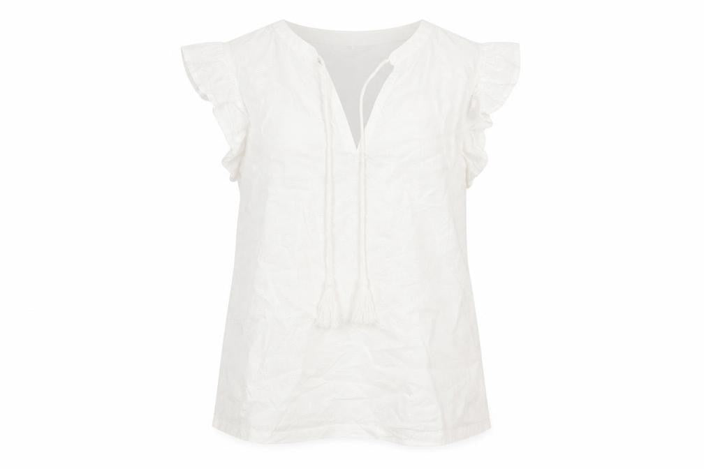 Dunnes Women’s White Cotton Tassel Tunic Blouse Size S