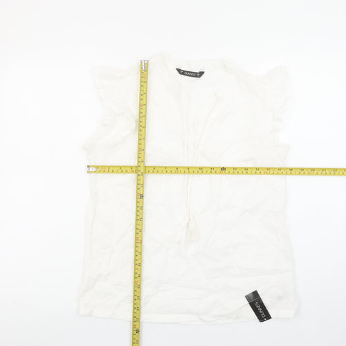Dunnes Women’s White Cotton Tassel Tunic Blouse Size S