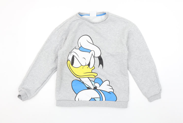 Disney Girls Grey Donald Duck Pullover Sweatshirt 12-13 Years