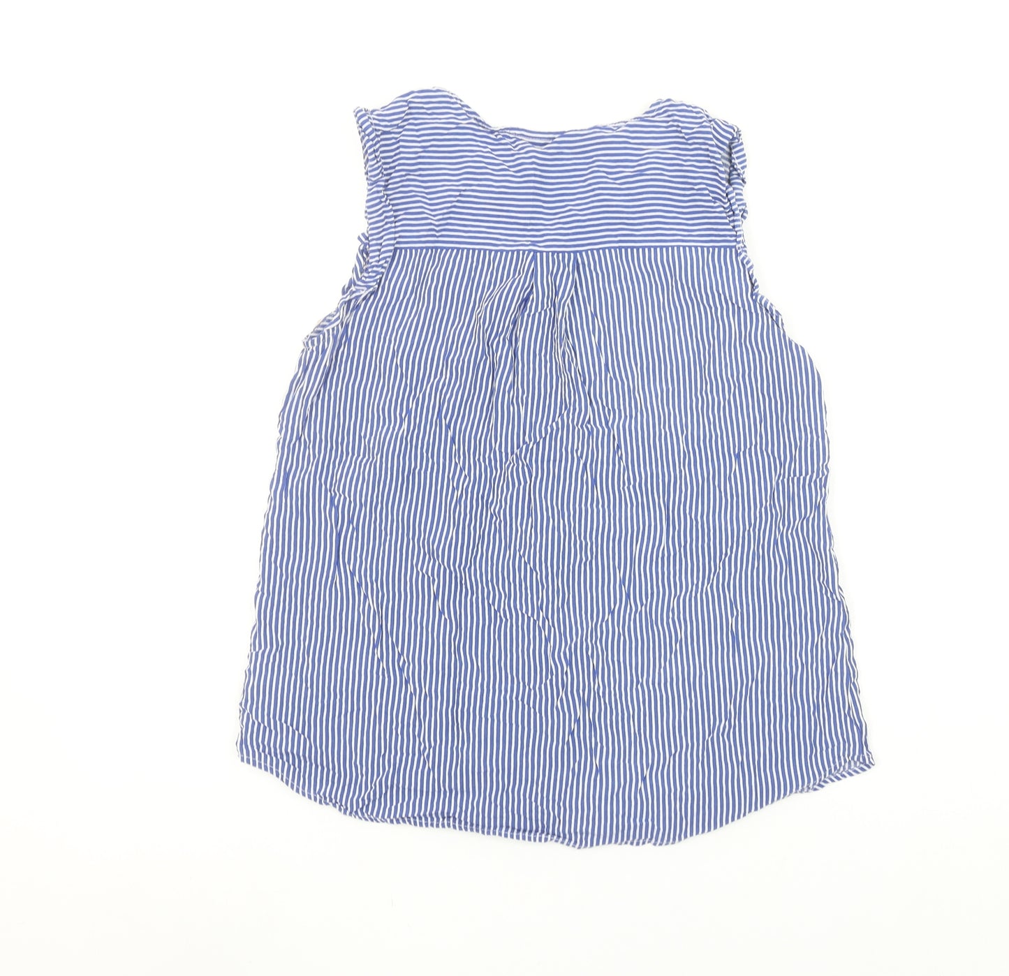 Dunnes Stores Women's Blue Striped Sleeveless Viscose Blouse Size 10