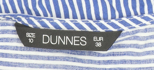 Dunnes Stores Women's Blue Striped Sleeveless Viscose Blouse Size 10