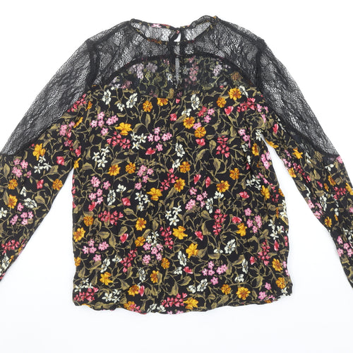 Zara Women Multicoloured Floral Lace Long Sleeve Blouse XS