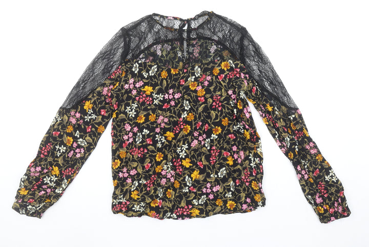 Zara Women Multicoloured Floral Lace Long Sleeve Blouse XS