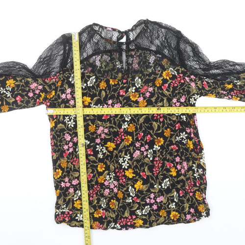 Zara Women Multicoloured Floral Lace Long Sleeve Blouse XS