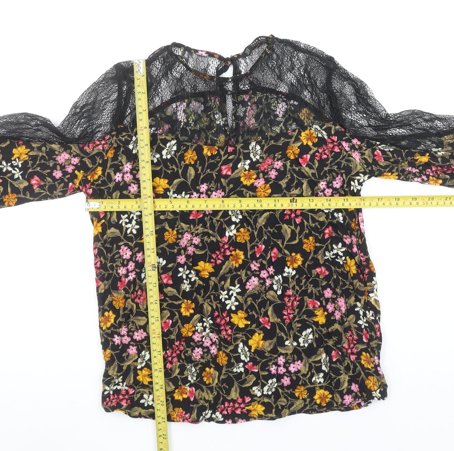 Zara Women Multicoloured Floral Lace Long Sleeve Blouse XS