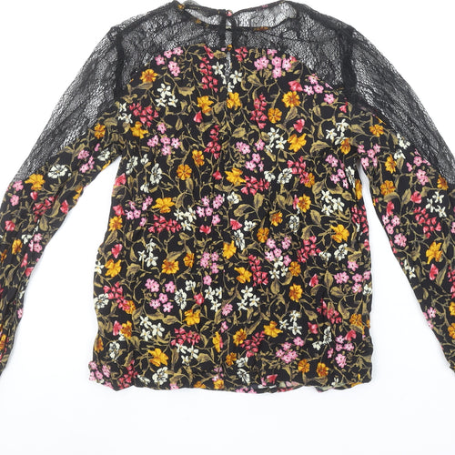 Zara Women Multicoloured Floral Lace Long Sleeve Blouse XS