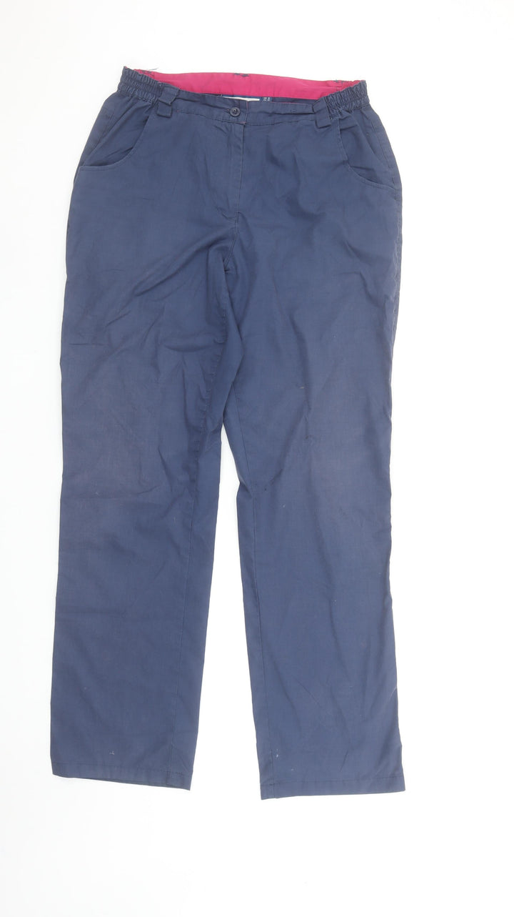 Mountain Warehouse Women Navy Blue Cotton Blend Casual Trousers UK 10