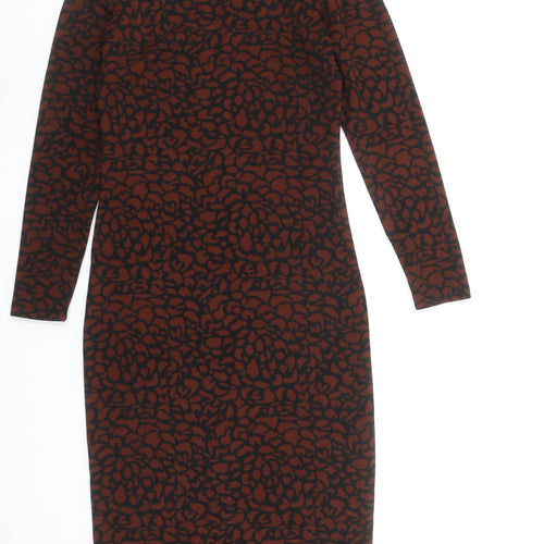 Jacqueline de Yong Women’s Brown Animal Print Bodycon Knit Dress M