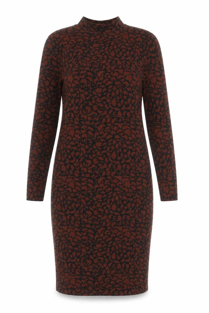 Jacqueline de Yong Women’s Brown Animal Print Bodycon Knit Dress M