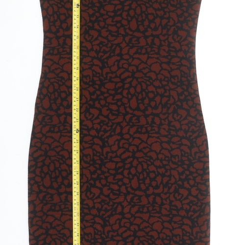 Jacqueline de Yong Women’s Brown Animal Print Bodycon Knit Dress M