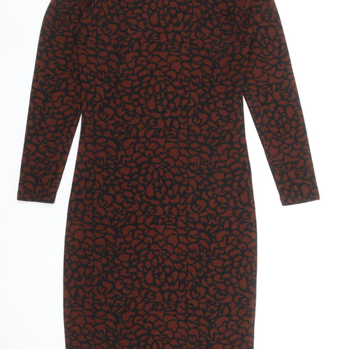 Jacqueline de Yong Women’s Brown Animal Print Bodycon Knit Dress M