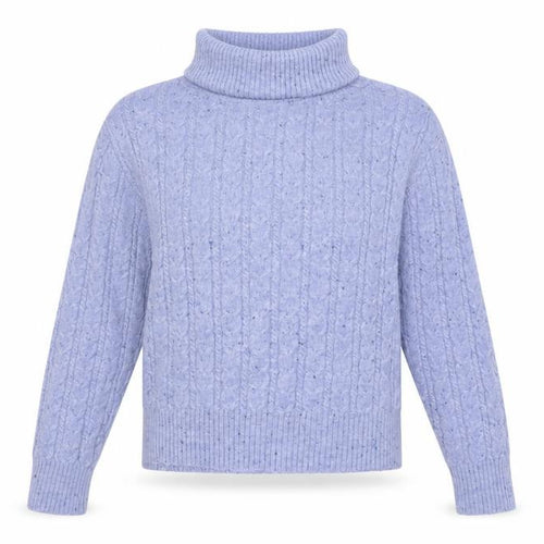 MNG Women’s Purple Cable-Knit Roll Neck Jumper Size 12