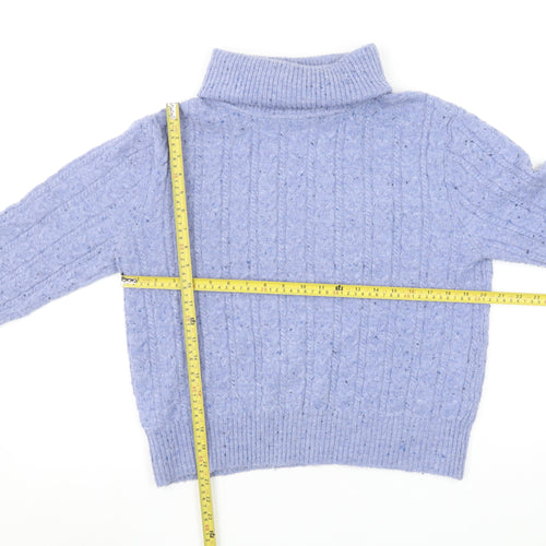MNG Women’s Purple Cable-Knit Roll Neck Jumper Size 12
