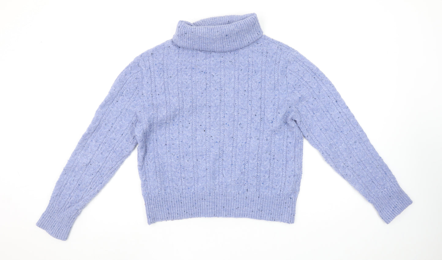 MNG Women’s Purple Cable-Knit Roll Neck Jumper Size 12