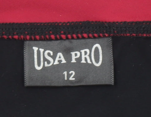 USA Pro Womens Black Size 12 Leggings Slim Fit Moisture Wicking Activewear