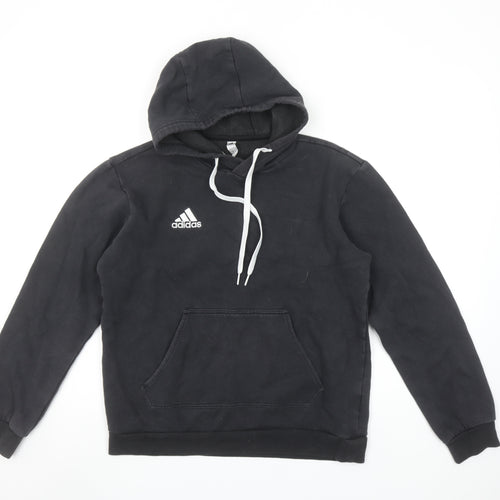 Adidas Womens Black Small Pullover Hoodie Cotton Blend