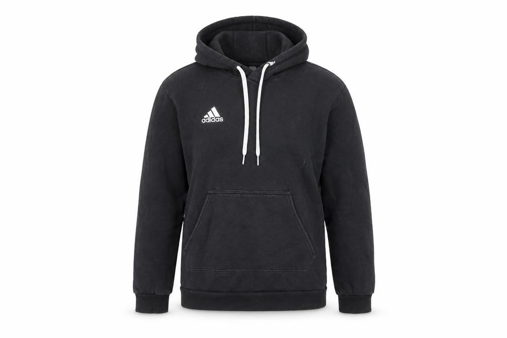 Front view of Adidas women’s black small pullover hoodie cotton blend