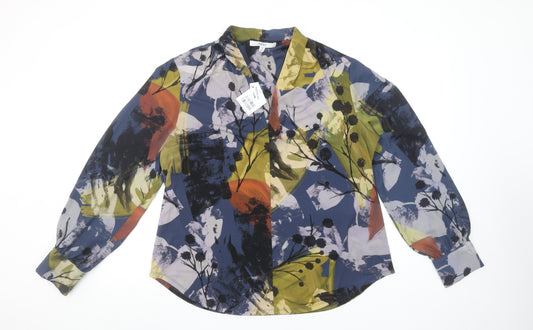 Next Women's Multicoloured Abstract Floral V-Neck Long Sleeve Blouse UK16