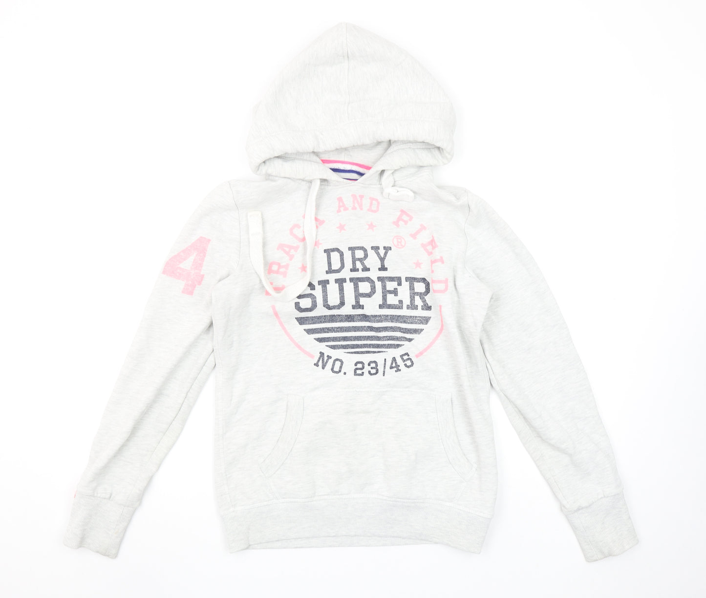 Superdry Women Grey Hoodie Small Track & Field Pullover