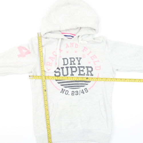 Superdry Women Grey Hoodie Small Track & Field Pullover