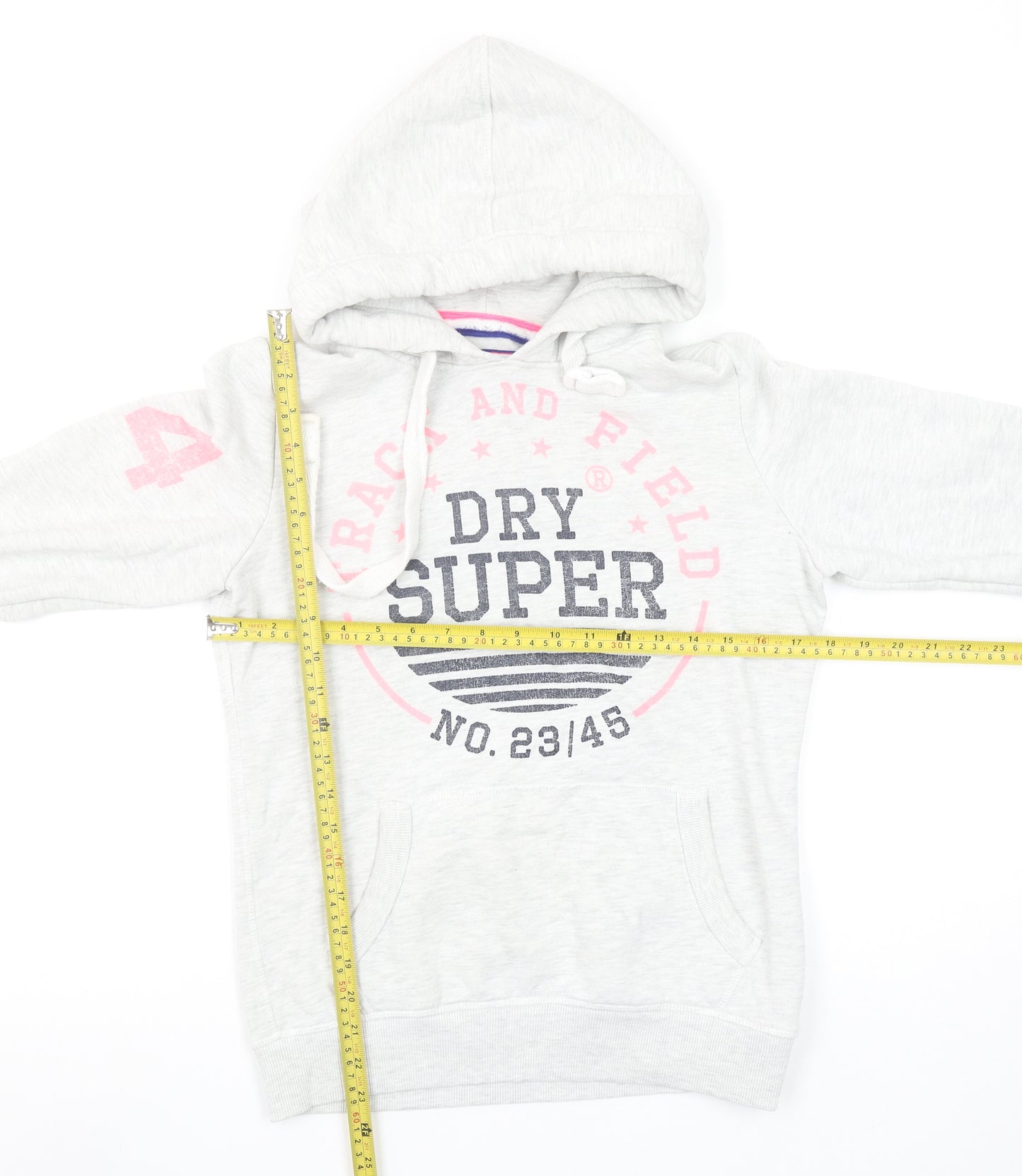Superdry Women Grey Hoodie Small Track & Field Pullover