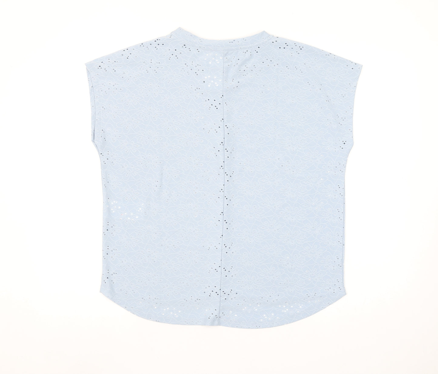 ONLY Women Blue Floral Lace Sleeveless Crew Neck Blouse M