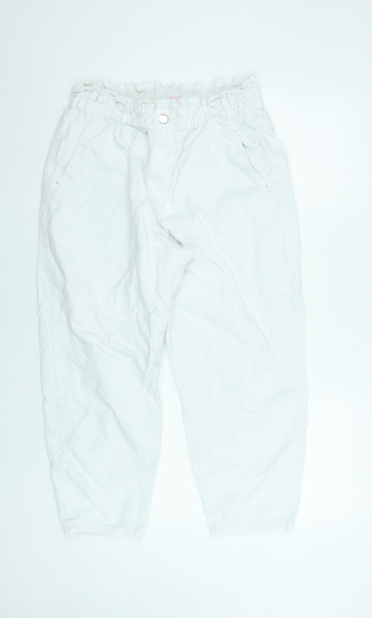 Savida Women’s White Paperbag High Rise Cotton Jeans Size 14