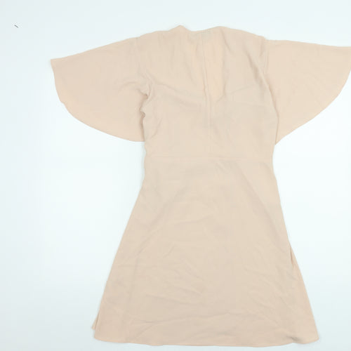 Atmosphere Women Beige Short Wrap Dress Size 10 Lightweight