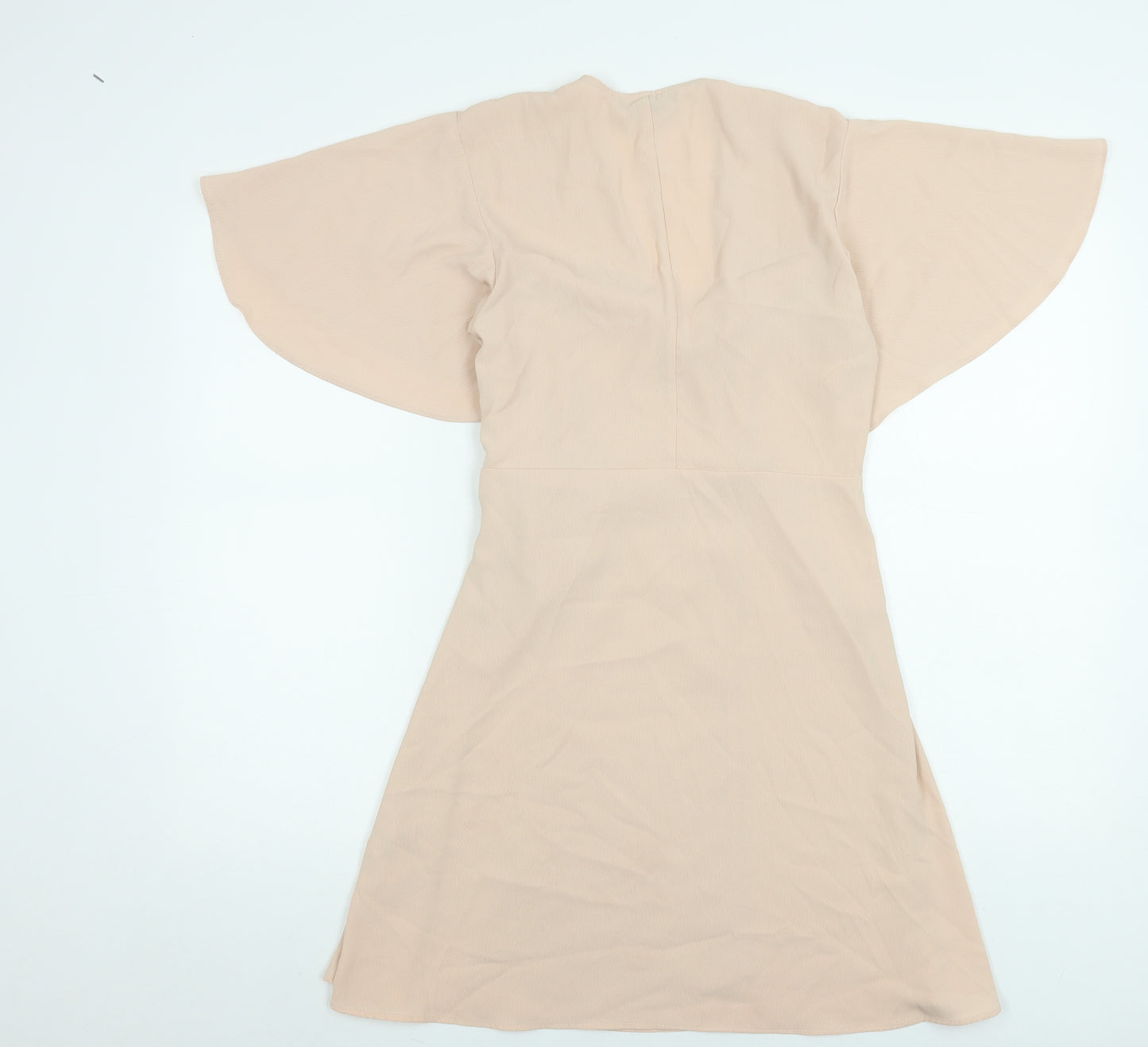 Atmosphere Women Beige Short Wrap Dress Size 10 Lightweight