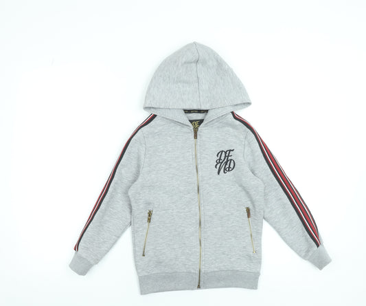 DFND Boys Grey Full Zip Hoodie Gold Logo 9-10 Years