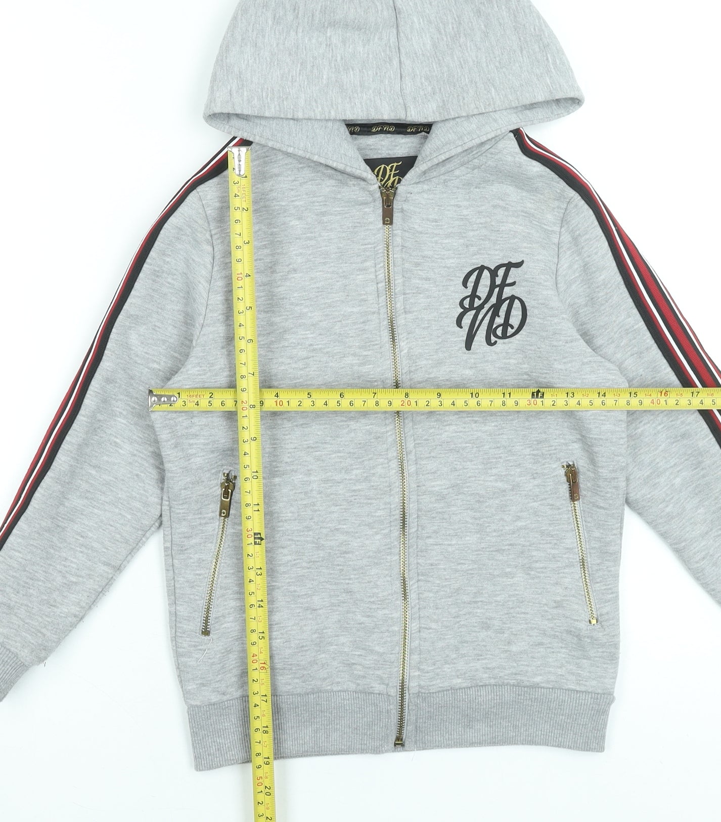 DFND Boys Grey Full Zip Hoodie Gold Logo 9-10 Years