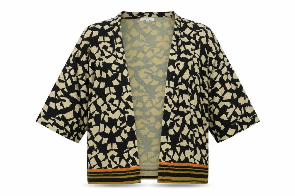 Front view of Next Women’s Multicoloured Kimono Blouse, size UK 12, Viscose Relaxed Fit