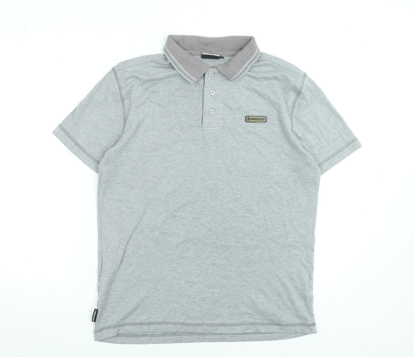 Dunlop Men's Grey Regular Fit Polo Shirt Size M Short Sleeve