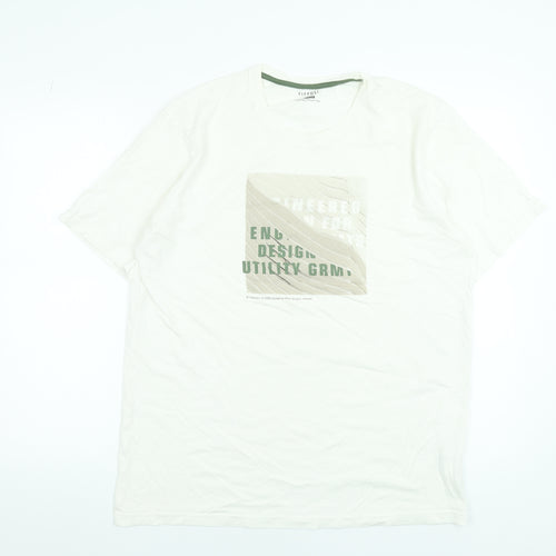 Tiffosi Men's White Graphic Cotton Crew Neck Short Sleeve T-Shirt L