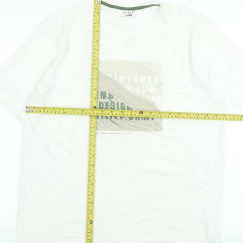 Tiffosi Men's White Graphic Cotton Crew Neck Short Sleeve T-Shirt L