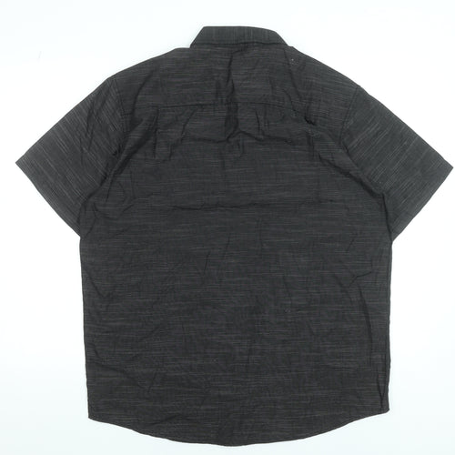 Beverly Hills Polo Club Men’s Black Striped Short Sleeve Button-Up Shirt Size L